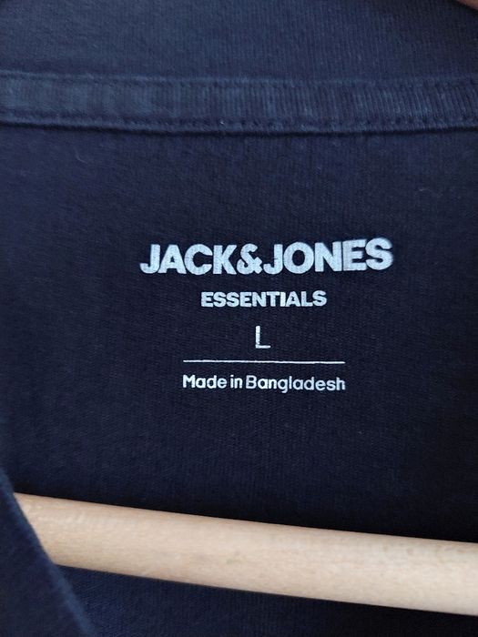 T-shirt, czarny, klasyczny, bawełna. Jack & Jones. L