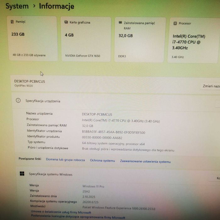 Komputer stacjonarny Intel (R) Core i7