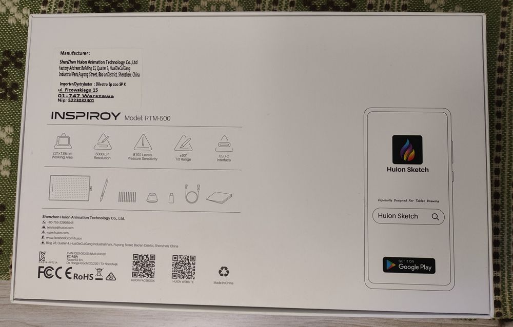 Графічний планшет Huion Inspiroy RTM-500.
