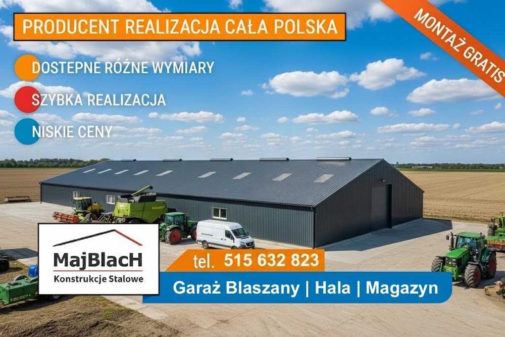 Garaż Blaszany Dwuspadowy| RAL| Ocynk|Drewnopodobny|Ocynk – Maj-Blach
