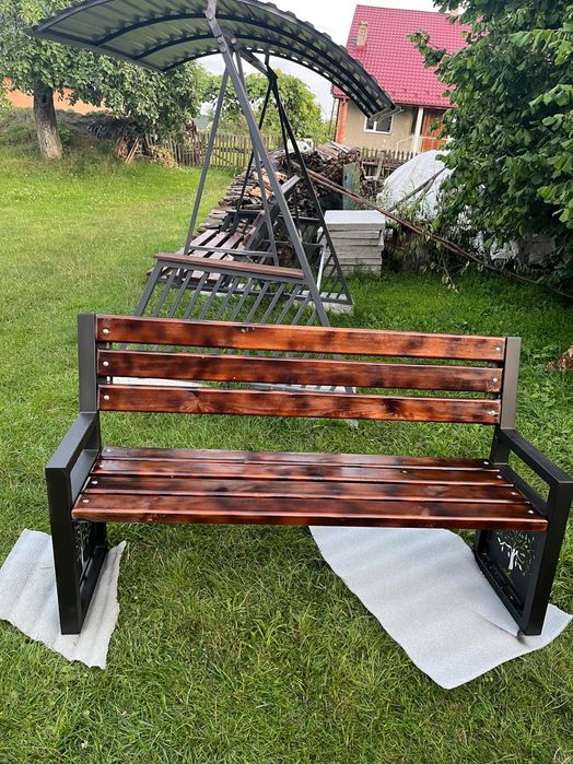 Лавка в стилі лофт,вставка візерунок дерева