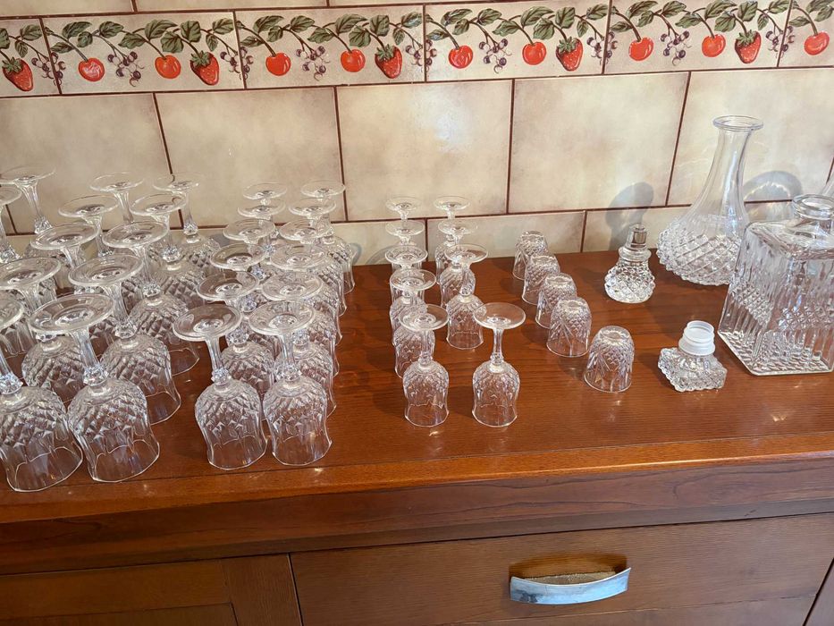 Excelente Serviço de Copos Cristal d'Arques "Longchamp" + Garrafas Cristal (Atlantis)