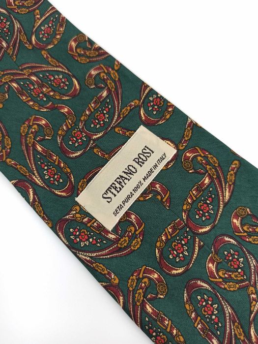 Stefano Rosi zielony jedwabny krawat paisley wks70