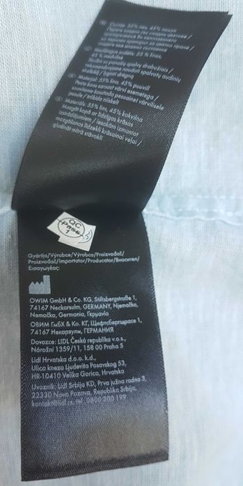мужская рубашка LIVERGY XL 43/44    45%кotton+55%лен