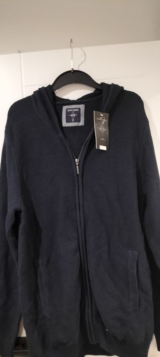 Granatowa męska bluza z kapturem na suwak.XL