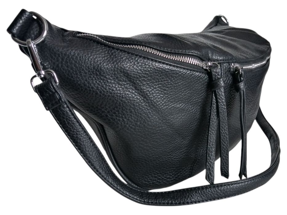 Czarna Damska Torebka Saszetka Listonoszka Duża Pojemna Styl Miejski