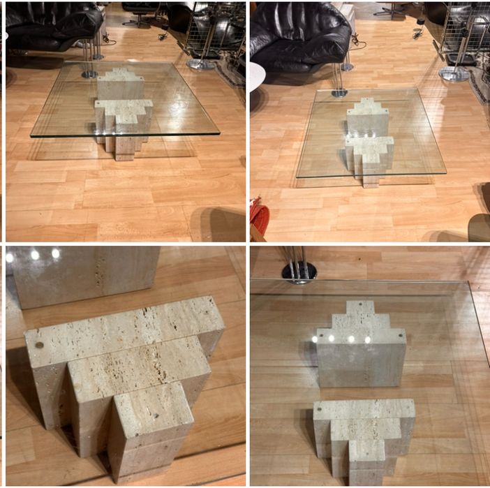 Stolik kawowy baza trawertyn. Włochy lata 80-te