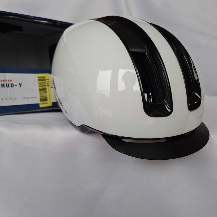 Kask rowerowy Abus Urban Hud-y LED Shiny White L 57-61cm