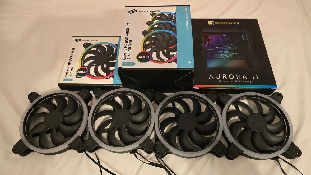 Wentylatory SilentiumPC Corona HP EVO ARGB KIT 4x140mm +Aurora II