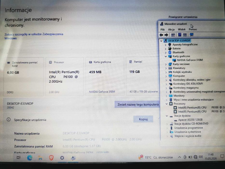 Tani laptop Lenovo G560 Intel 6GB RAM SSD 128GB 15,6" Win10