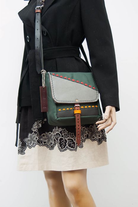 torebka unikatowa patchwork szara zieleń