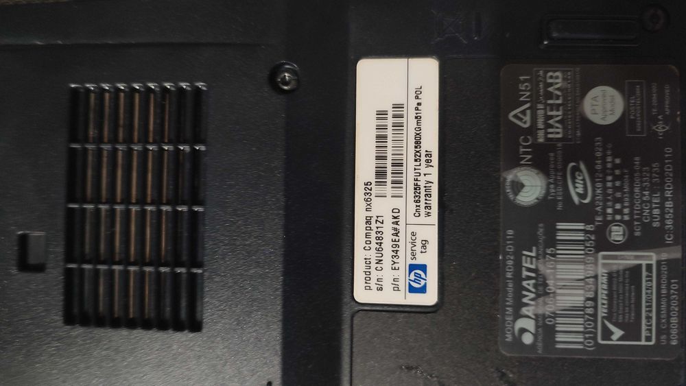 Laptop HP Compaq nx6325 (komputer retro)