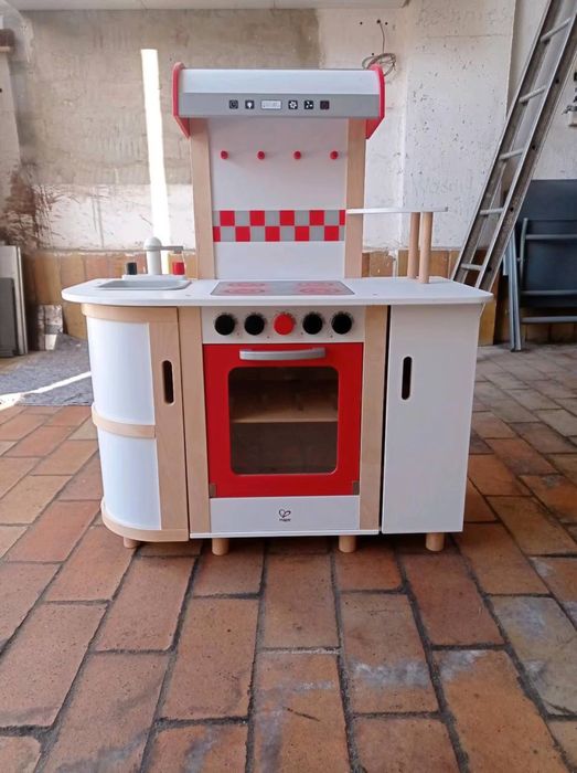 Деревʼяна велика дитяча кухня,біла,іграшкова кухня для дитини велика