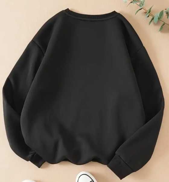 Sweatshirt Camisola Preta Anime Gola Redonda Sweat