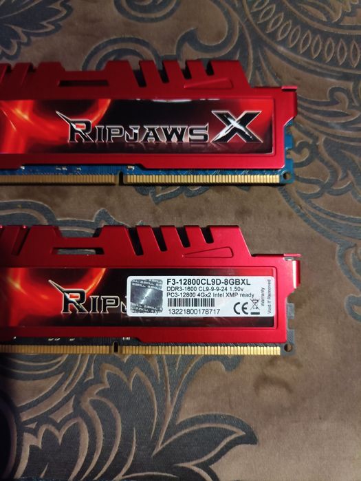 Модульная память 12Gb DDR3-1600MHz, G.SKILL RipjawsX 4gb, Nanya 8gb