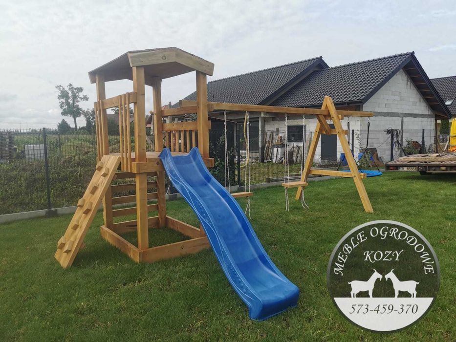 PROMKA! Drewniana huśtawka ogrodowa z grubych bali / Plac zabaw Stelaż