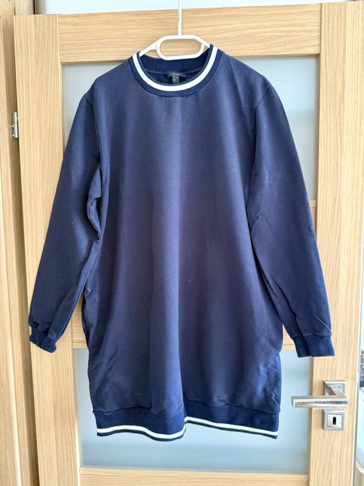 Granatowa bawelniana sukienka bluza cos oversize
