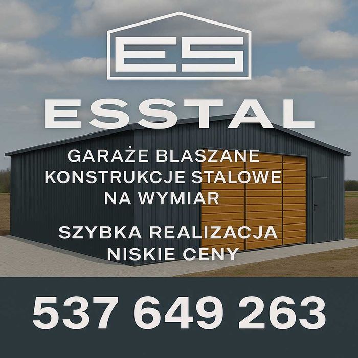 Garaż Blaszany z Bramą Wjazdową | Wiata na Maszyny | Magazyn - ESSTAL*