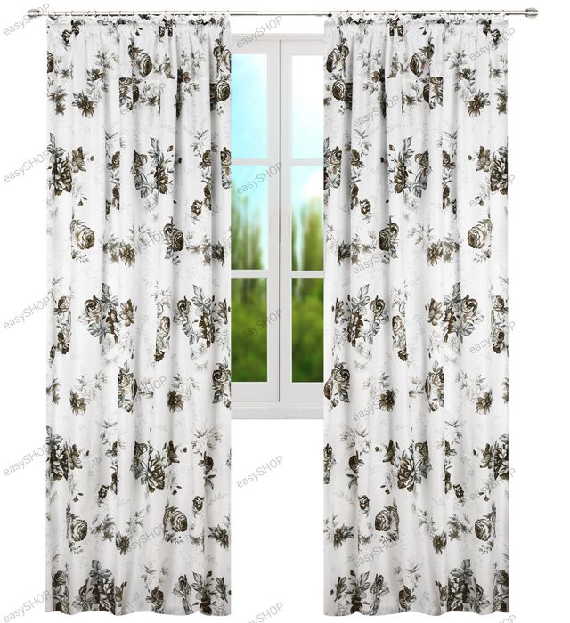 ‼️ WYPRZEDAŻ ‼️ 2 zasłony z mikrofibry we wzór roślinny