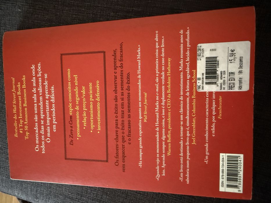 Livro “De Zero a Cem- Howard Marks “