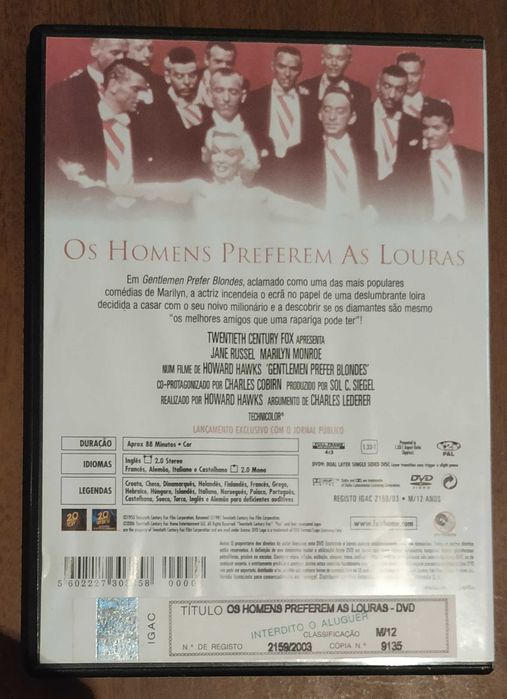 5 DVDs da coleção 80th aniversário de Marilyn Monroe