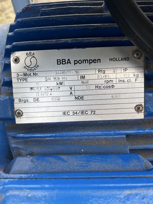 Pompa Wody BBA Holland, 180m3/h, 11kw, 88mth !