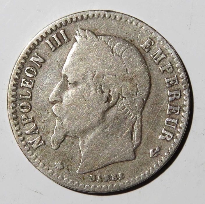Medalha de França - 50 Centimos 1865 . PRATA