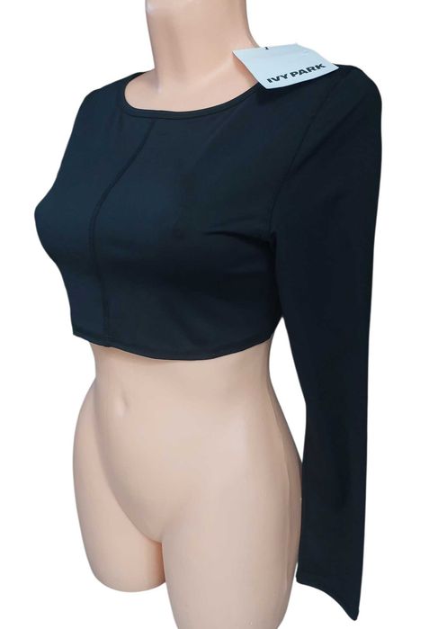 Czarna krótka bluzka top z długim rękawem IVY PARK, R.M