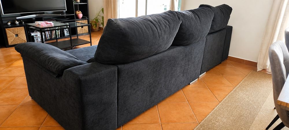 Sofá Chaise Longue Cinzento Escuro