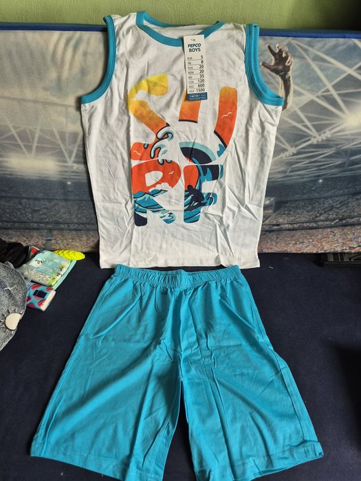 NOWY komplet chłopięcy Pepco rozm 146 152 bluzka spodenki piżama