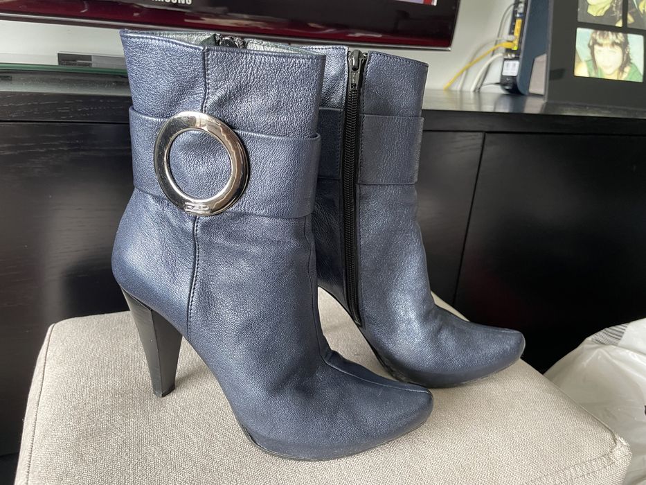 Botas Azul Noite pele verdadeira