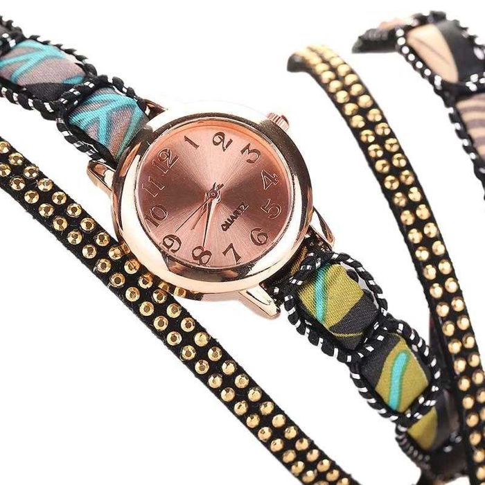 Часы-браслет женские наручные с атласной лентой и золотой цепочкой