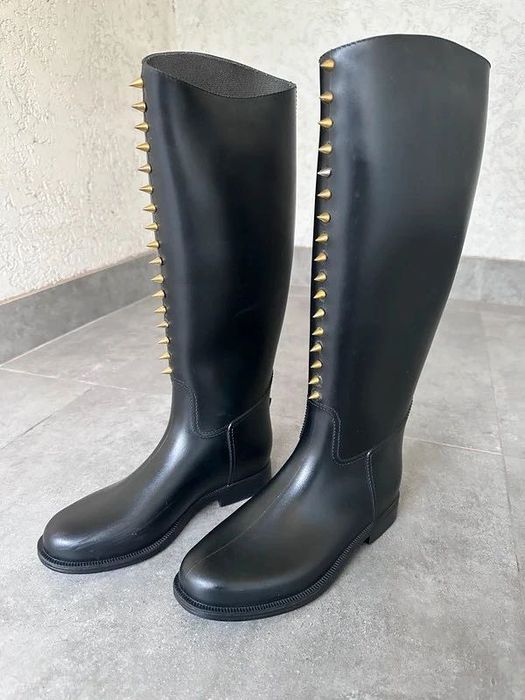 Czarne kalosze studded oficerki z ćwiekami a’la Hunter Wellies rozm 38