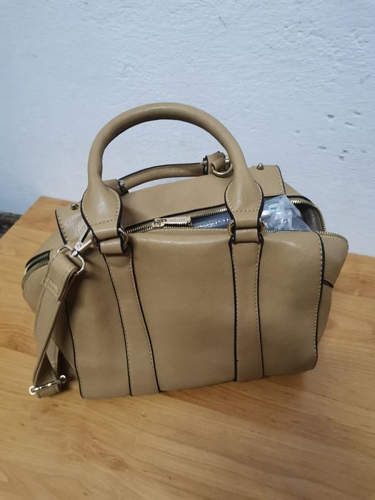 Torba torebka damska brązowa / beżowa + pasek na ramię