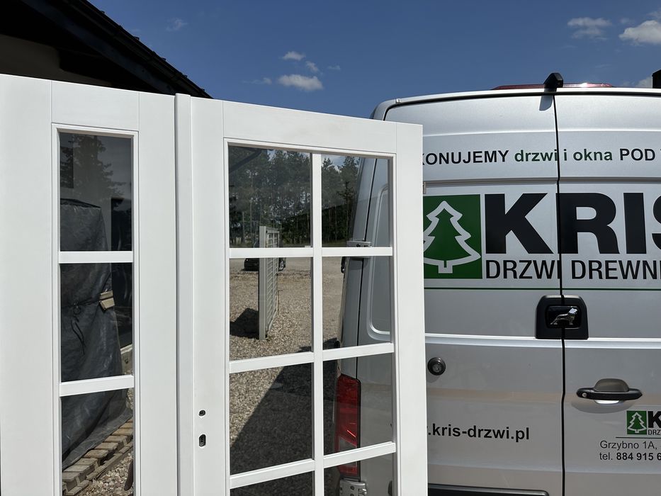 Drzwi drewniane dwuskrzydłowe NA WYMIAR białe dostawa  cała Polska