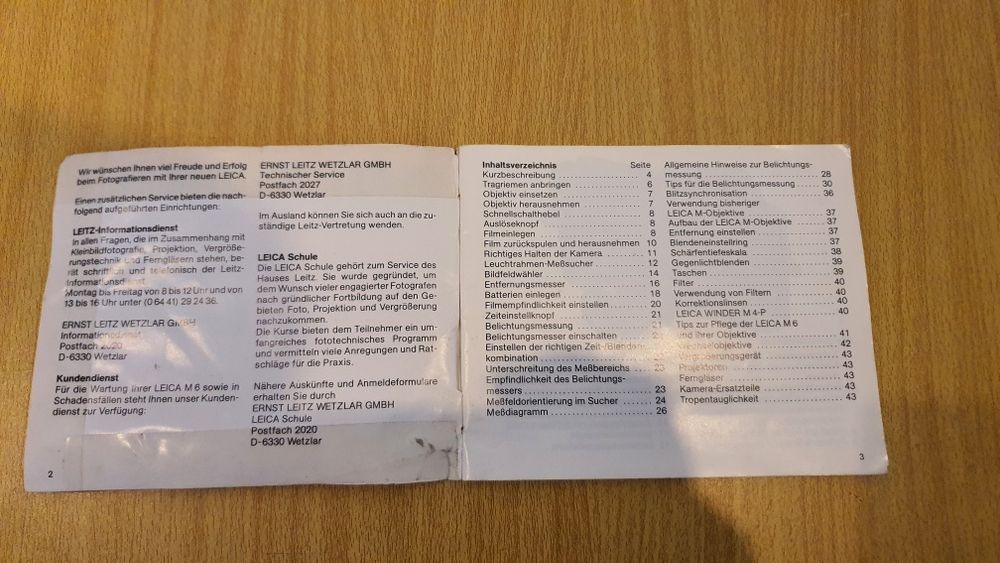 Manual original LEICA M6