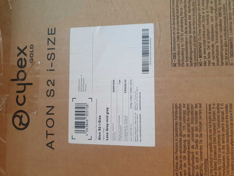 Fotelik samochodowy 0-13kg. Cybex ATON S-2 i-Size Lava Grey - mid grey