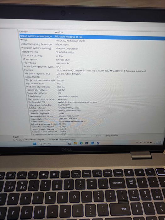 Dell Latitude 5520 i5-1135G7/16GB RAM/480 GB SSD/Win11 Pro+Office 2019