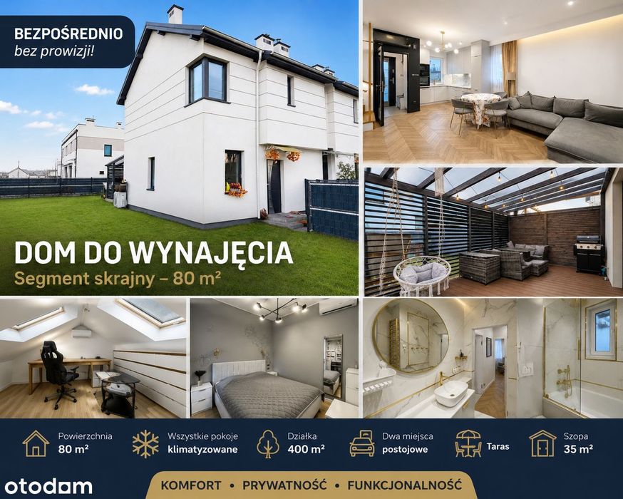 Segment skrajny 80m²✮2022 rok✮4pokoje✮2xParking ✮Taras✮Klimatyzacja