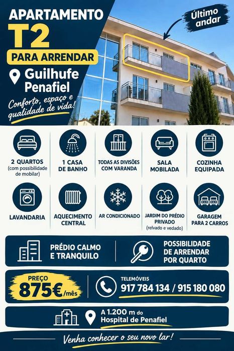 Apartamento t2 Penafiel semi novo arrendar