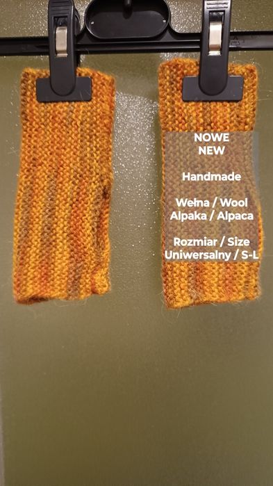 NOWE  Handmade  Damskie ocieplacze wełniane na dłonie i nadgarski, S-L