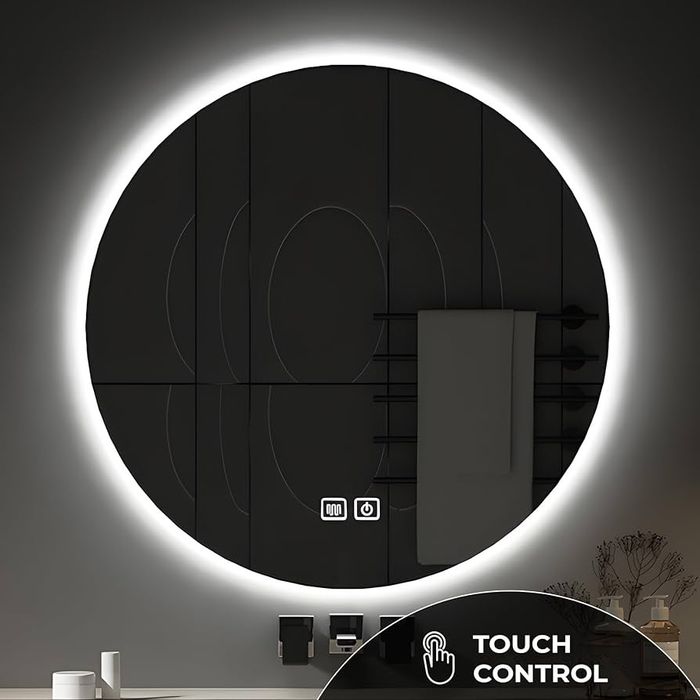 Lustro łazienkowe Bayt 60 cm Led podgrzewane okrągłe przeciwmgielne