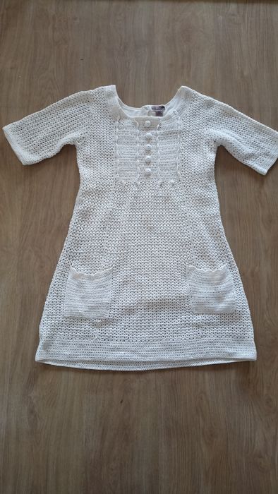 Bawełniana ażurowa krótka sukienka z krótkim rękawem H&M rozmiar S