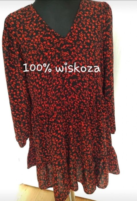 Nowa sukienka w drobne kwiatki F&F rozmiar 46 – 100% wiskoza luźna