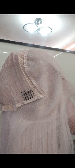 Парик глубокая система красивый белый цвет волокно высокого качества 7
