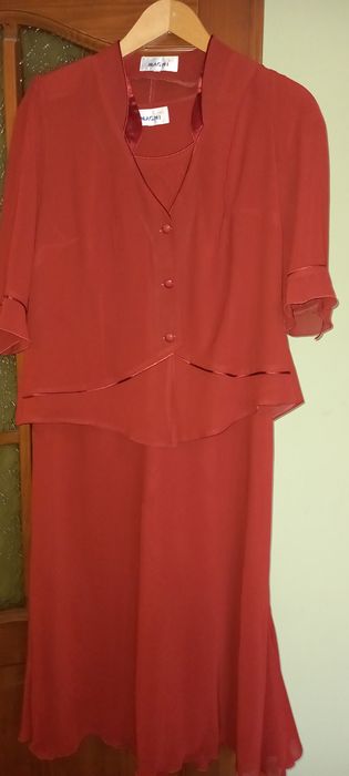 Sukienka ciemne bordo cegła z bolerkiem