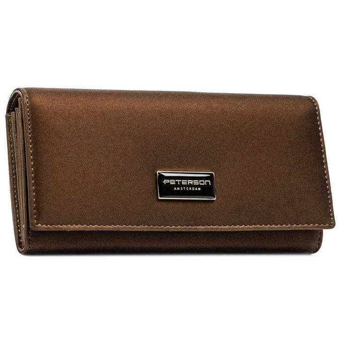 Portfel damski ze skóry naturalnej i ekologicznej w brązowym kolorze