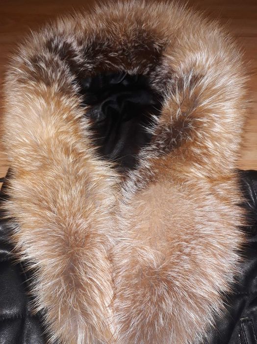 Фирменная кожаная куртка / Кожаное пальто дублёнка ARES