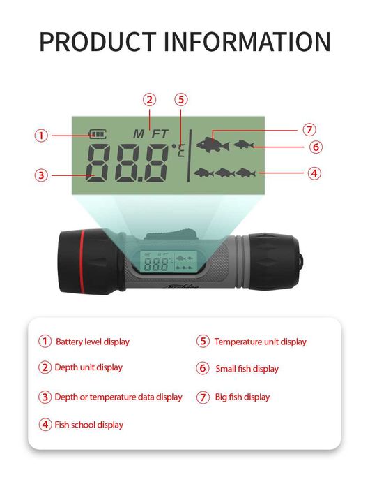 Bezprzewodowy wykrywacz ryb echosonda głębokość 90M Sonar Erchang F12B