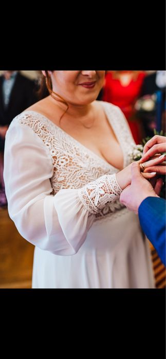 Suknia slubna boho koronka muslin rozmiar 38 40 42